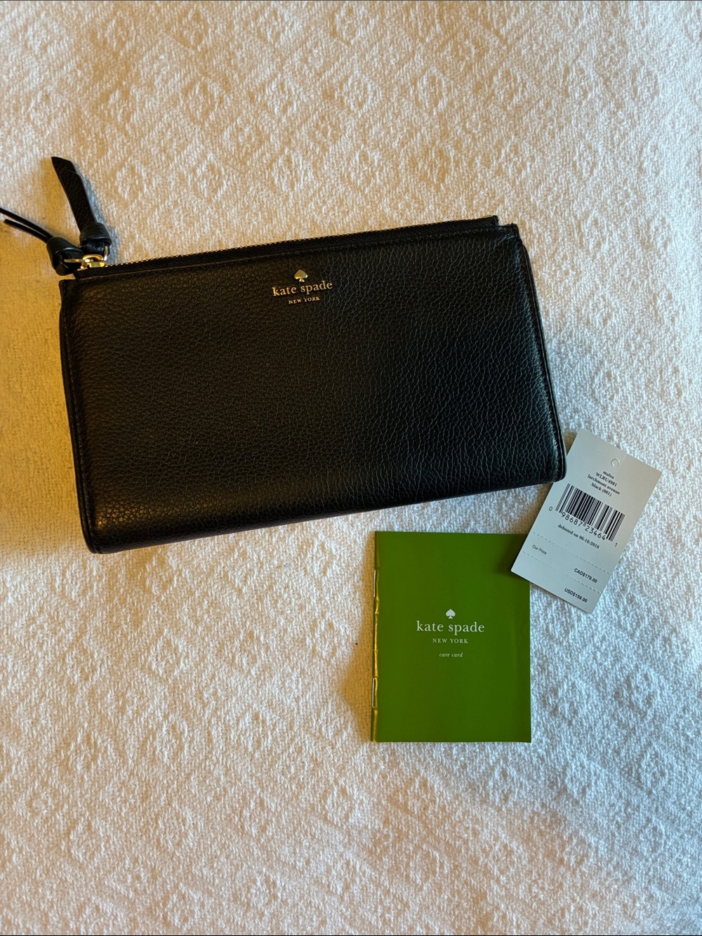 kate spade Malea 4981 Black Leather large double zip wallet larchmont avenue